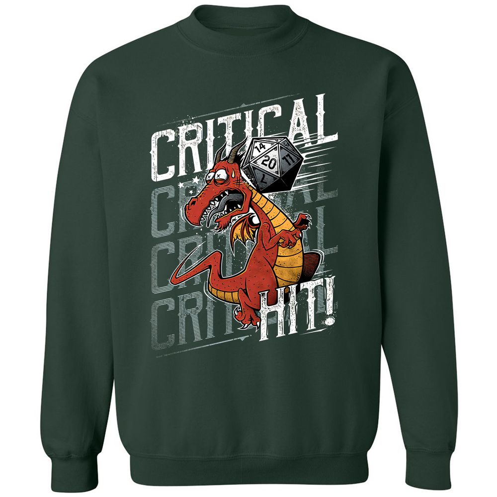 Funny Dragon Critical Hit Classic Unisex Sweatshirt - Forest Green - 4