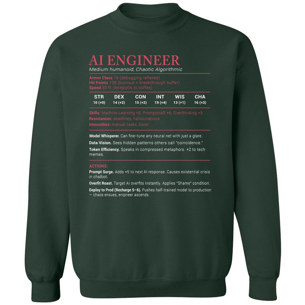 AI Engineer Stats Classic Unisex Sweatshirt - Forest Green - 4