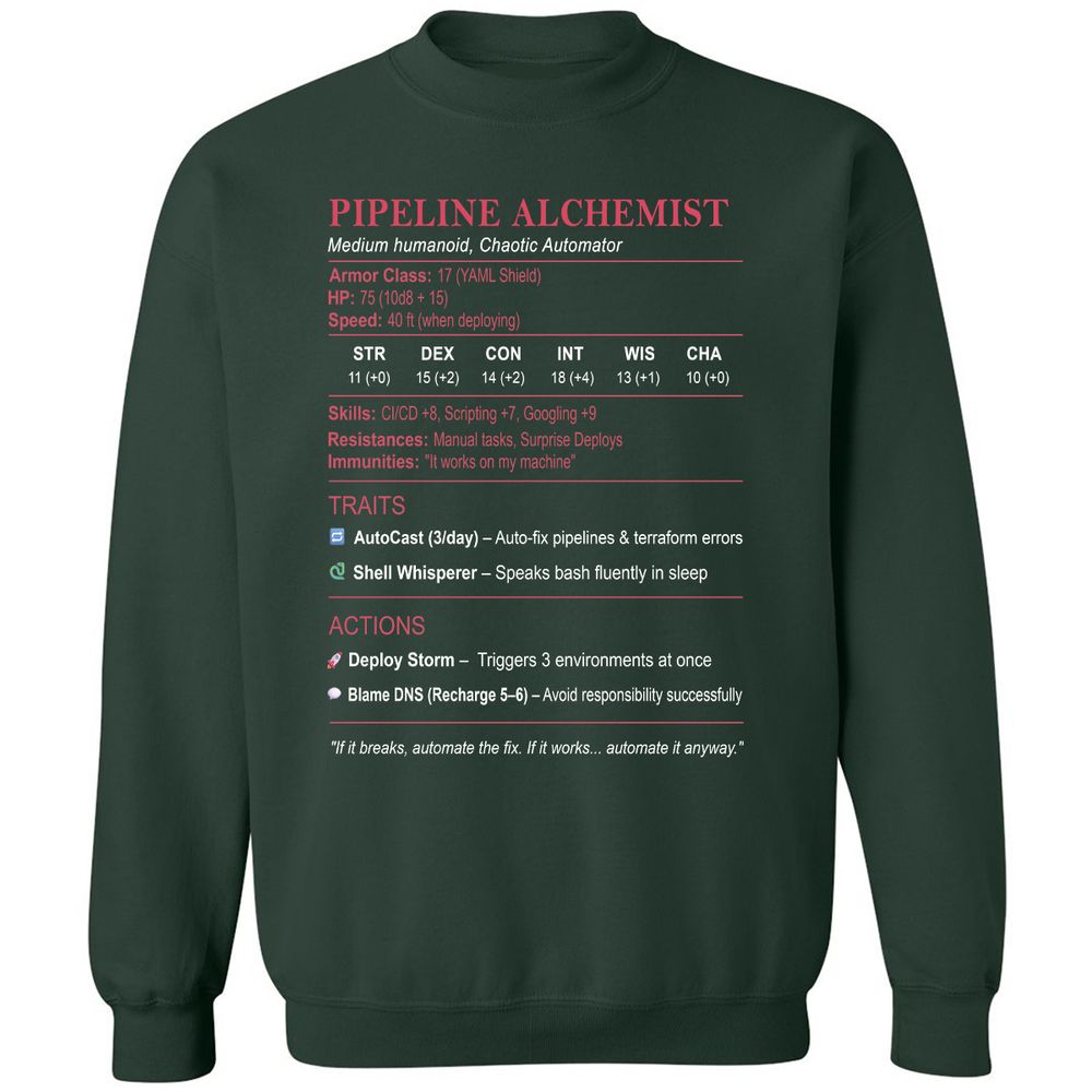 DEVOPS Stats (Pipeline Alchemist) Classic Unisex Sweatshirt - Forest Green - 4