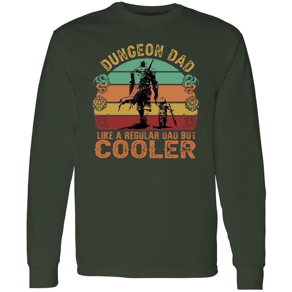 Dungeon Dad Like A Regular Dad Long Sleeve T-Shirt - Forest Green - 4