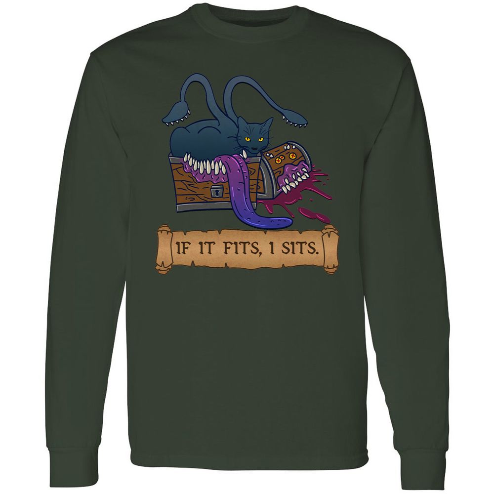 If It Fits I Sits Long Sleeve T-Shirt - Forest Green - 4