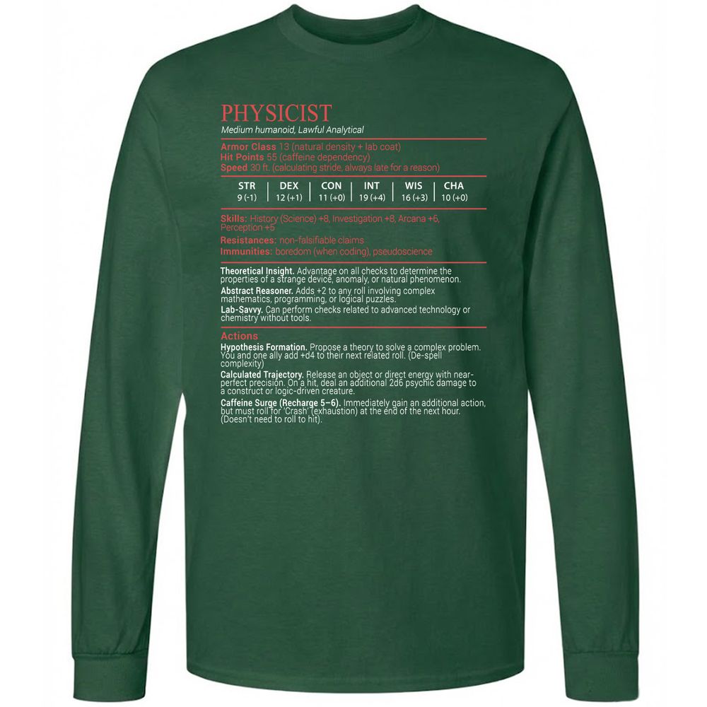 Physicist Stats Block - Forest Green - 4