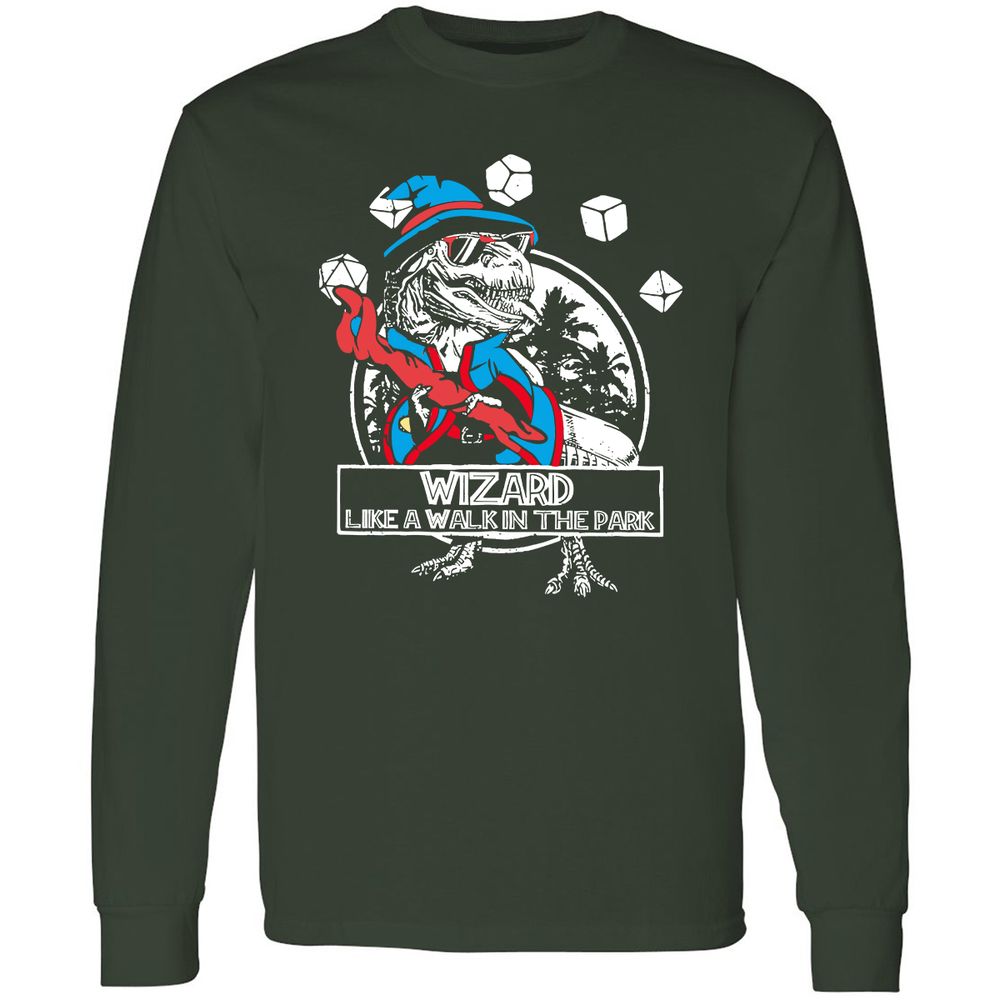 Wizard Like The Walk In The Park Long Sleeve T-Shirt - Forest Green - 4