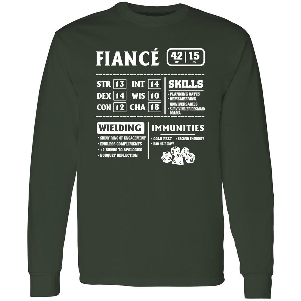 Fiance Stats Long Sleeve T-Shirt - Forest Green - 4