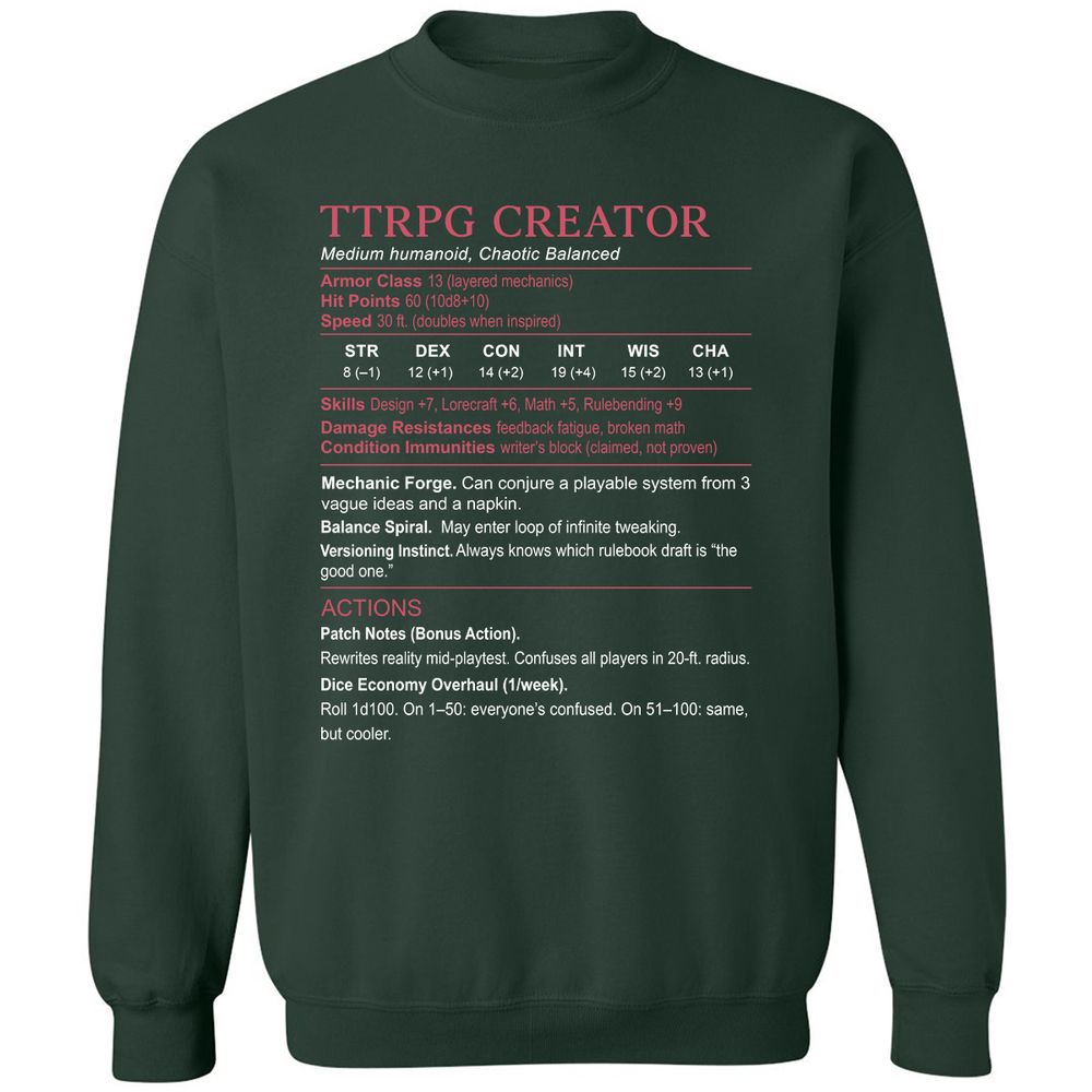 TTRPG Creator Stats Classic Unisex Sweatshirt - Forest Green - 4