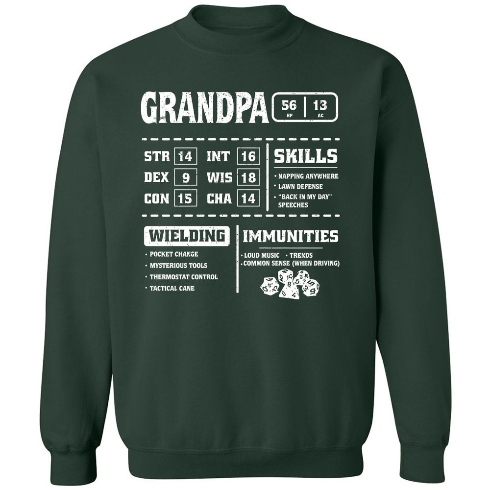 Grandpa Stats 2 Classic Unisex Sweatshirt - Forest Green - 4