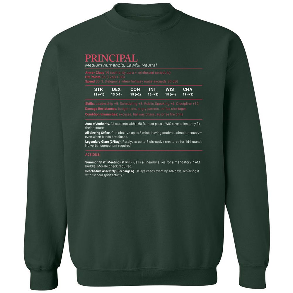 Principal Stats Classic Unisex Sweatshirt - Forest Green - 4