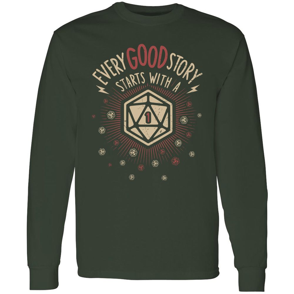 Good Story Starts With A 1 Long Sleeve T-Shirt - Forest Green - 4