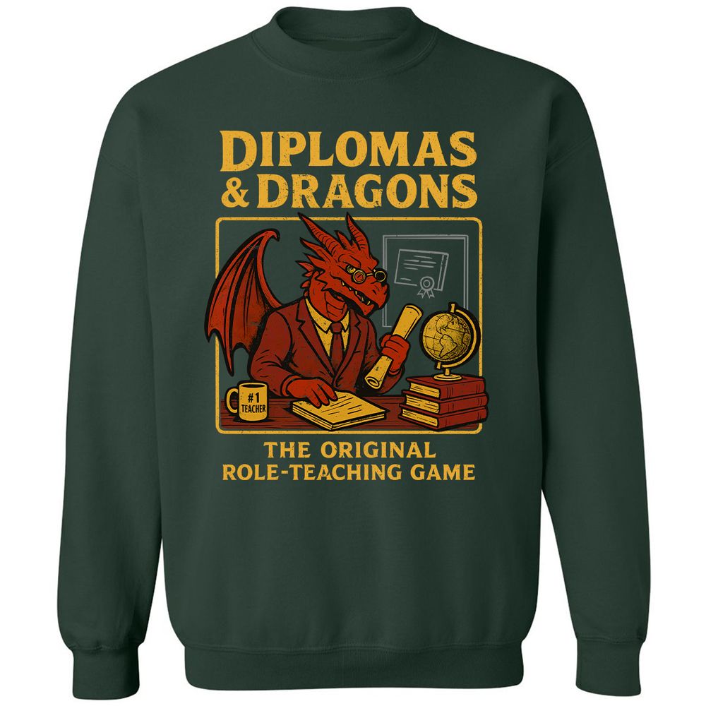 Diplomas & Dragons Classic Unisex Sweatshirt - Forest Green - 4