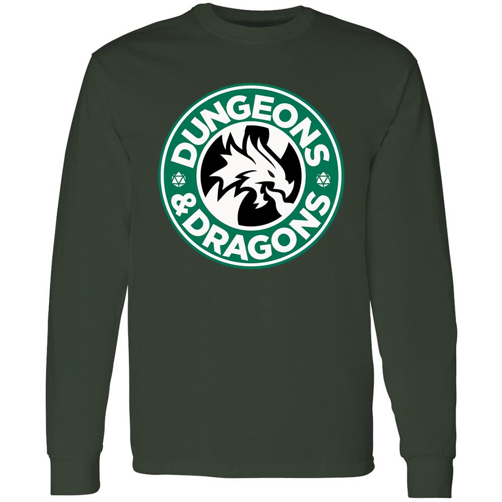 D&D Coffee Long Sleeve T-Shirt - Forest Green - 4