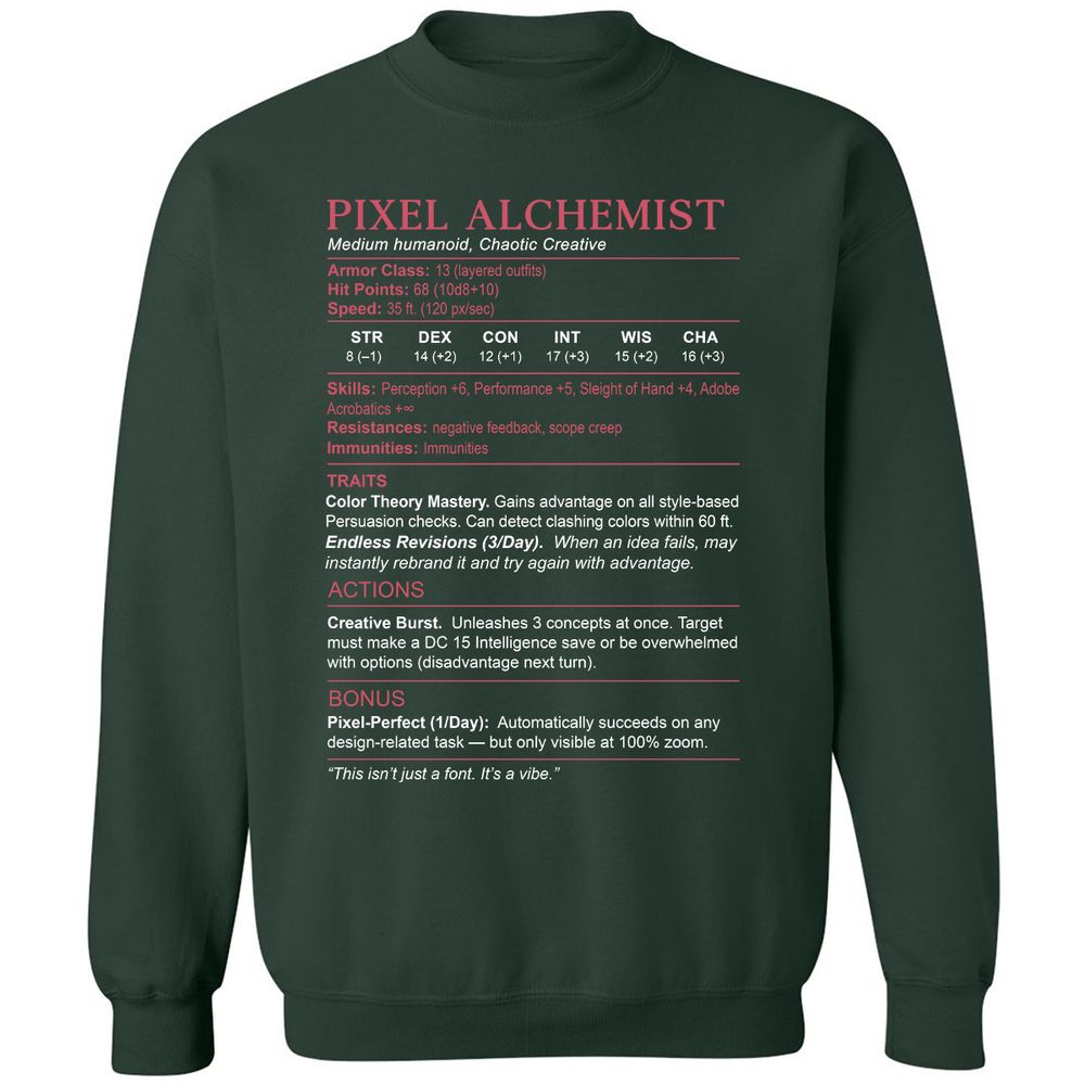 Designer Stats (Pixel Alchemist) Classic Unisex Sweatshirt - Forest Green - 4