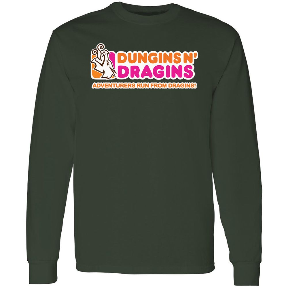Dungins & Dragins Long Sleeve T-Shirt - Forest Green - 4