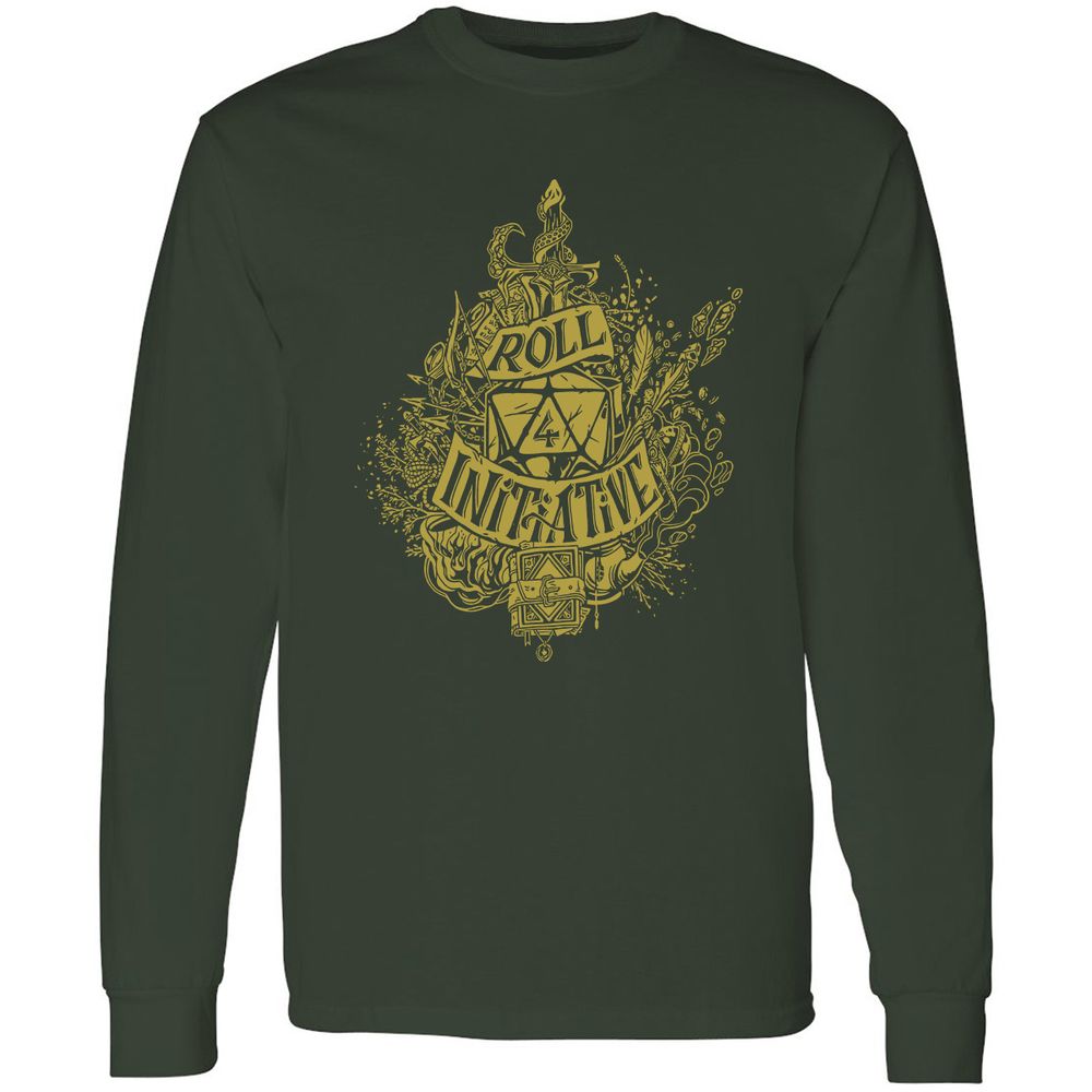 Roll Initiative Long Sleeve T-Shirt - Forest Green - 4