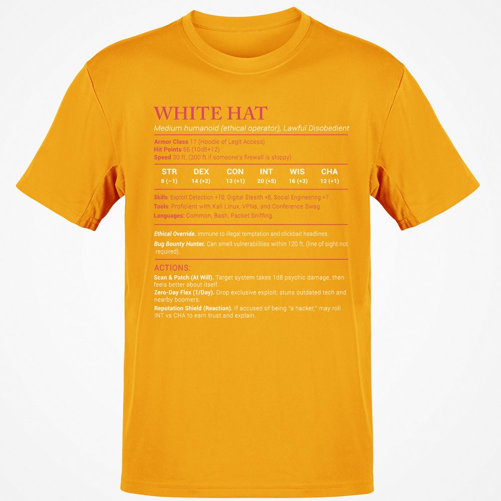 White Hat Stats Classic Unisex T-Shirt - Gold - 4