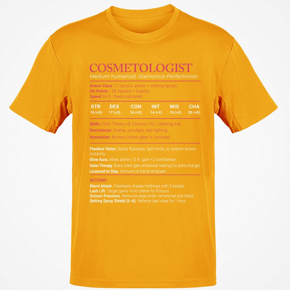 Cosmetologist Stats Classic Unisex T-Shirt - Gold - 4