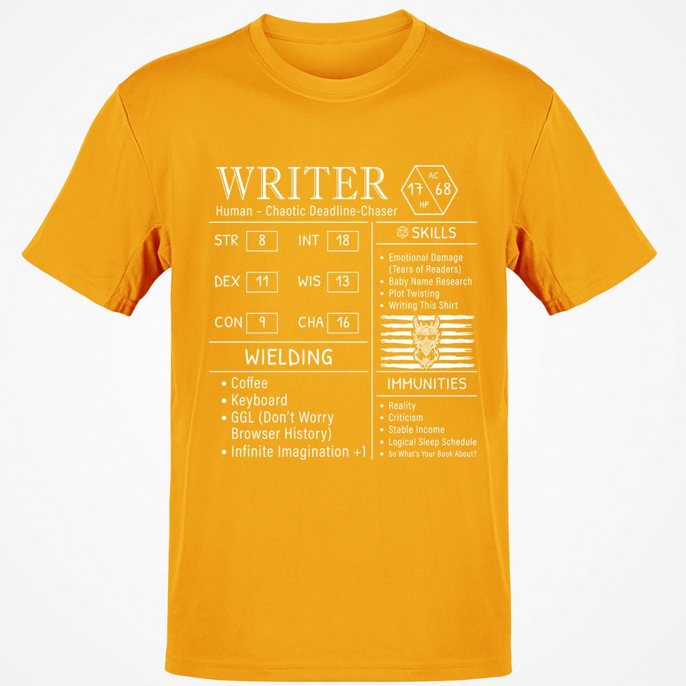 Writer Stats New Classic Unisex T-Shirt - Gold - 4