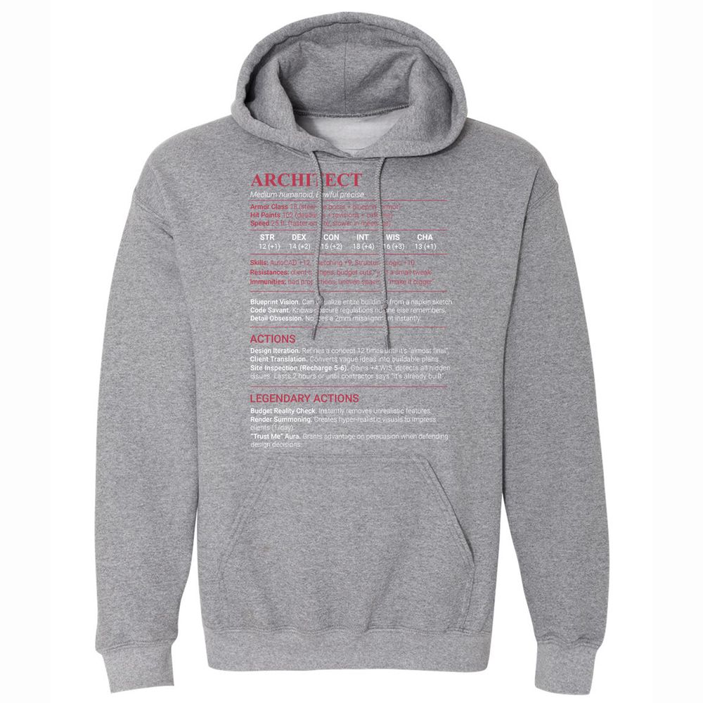 Architect Stats Classic Unisex Hoodie - Graphite Heather - 4