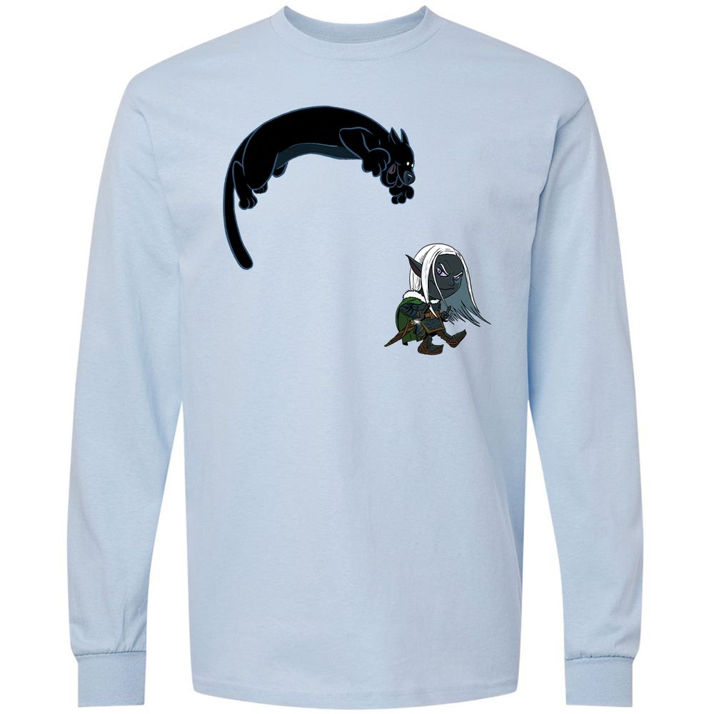 Drizzt and Guenhwyvar Long Sleeve T-Shirt - Light Blue - 4