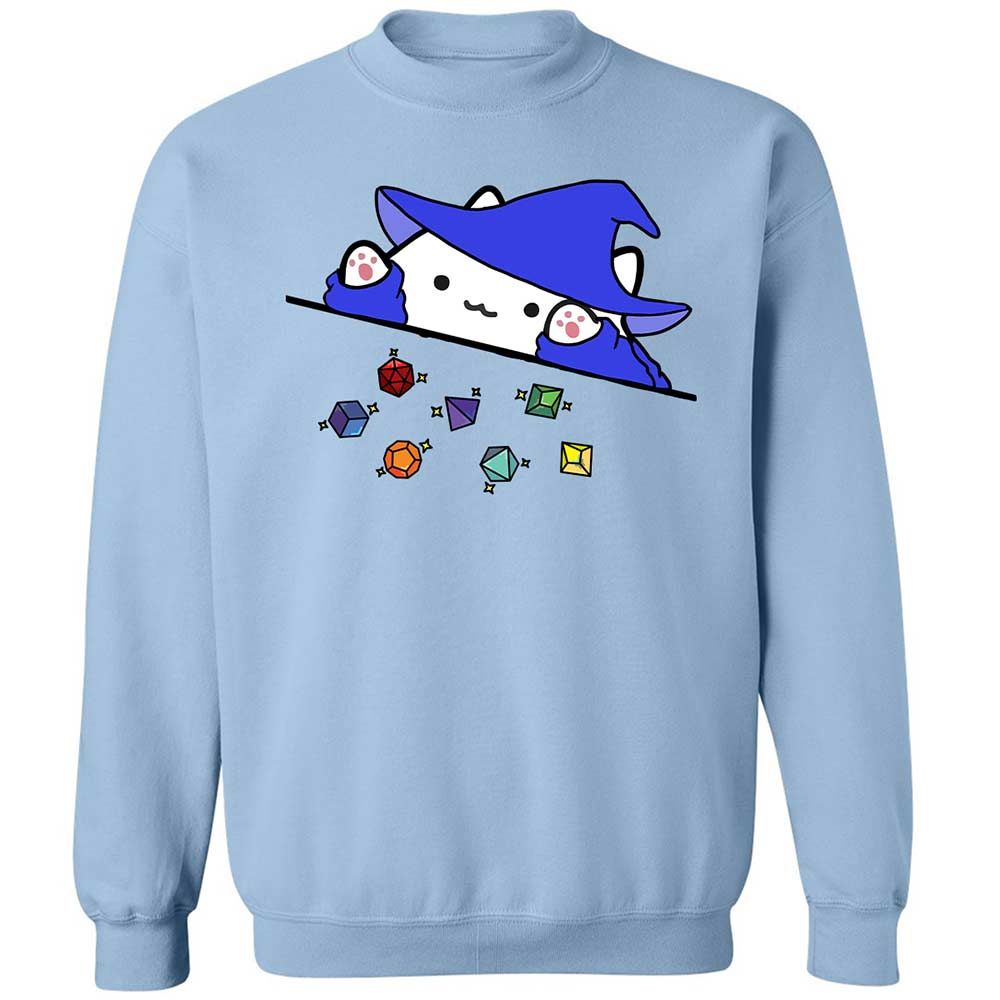 Cat Throws Dices Classic Unisex Sweatshirt - Light Blue - 4