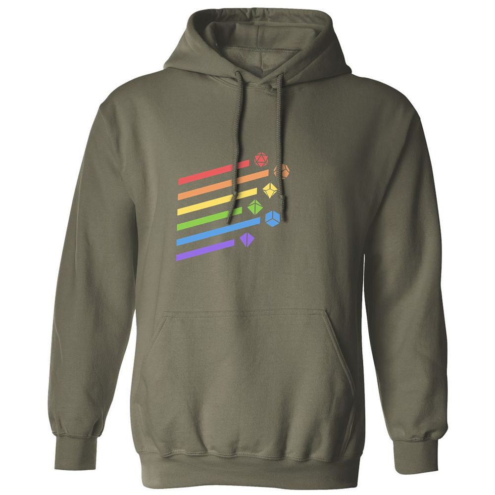 Rainbow Dice Set Classic Unisex Hoodie - Military Green - 4