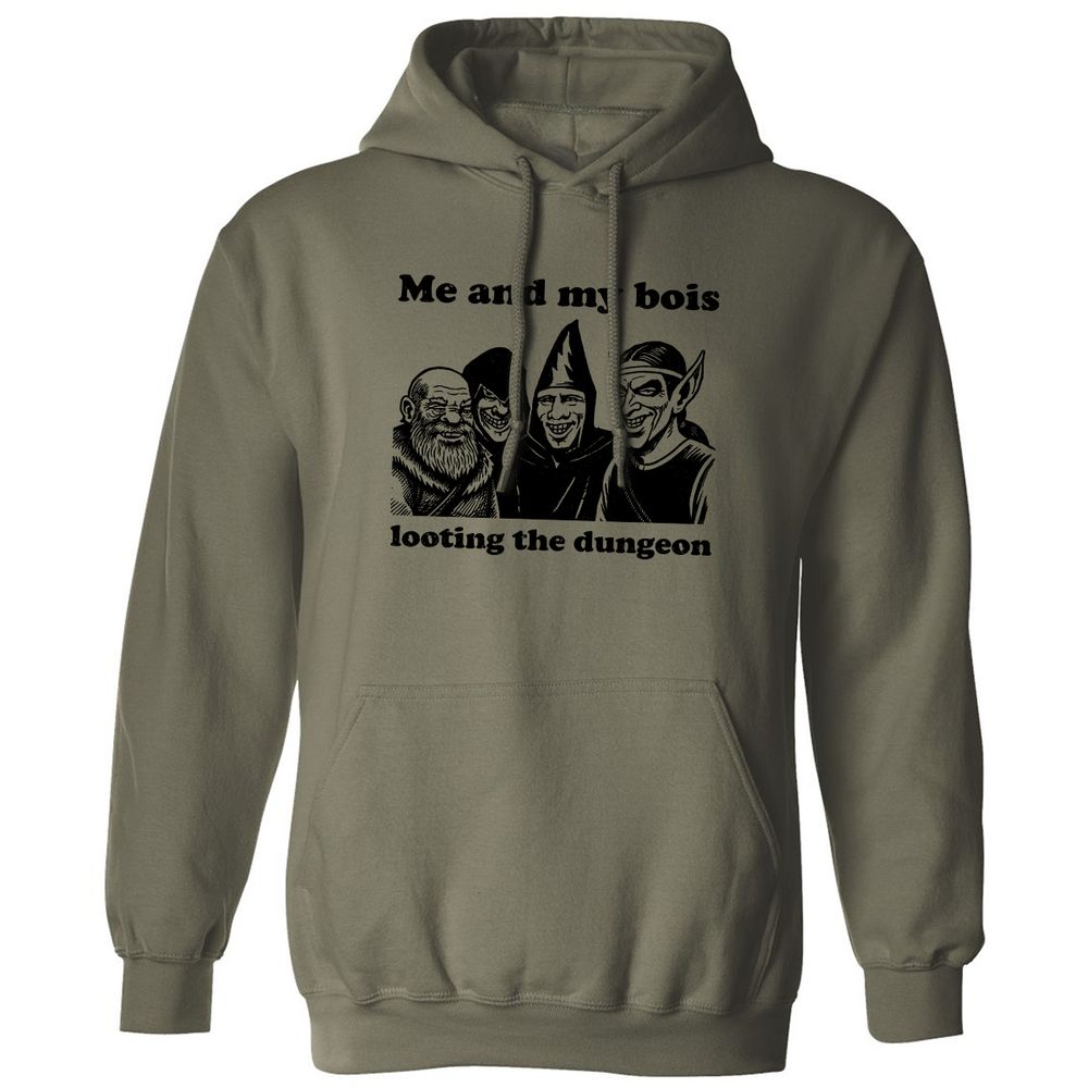 Me and my bois looting the dungeon Classic Unisex Hoodie - Military Green - 4