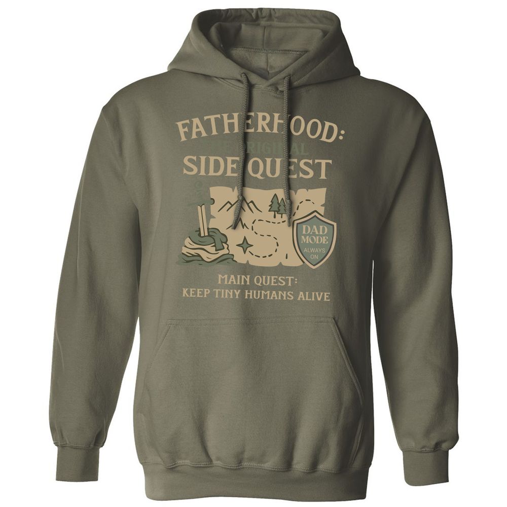 Fatherhood The Original Side Quest Classic Unisex Hoodie - Military Green - 4