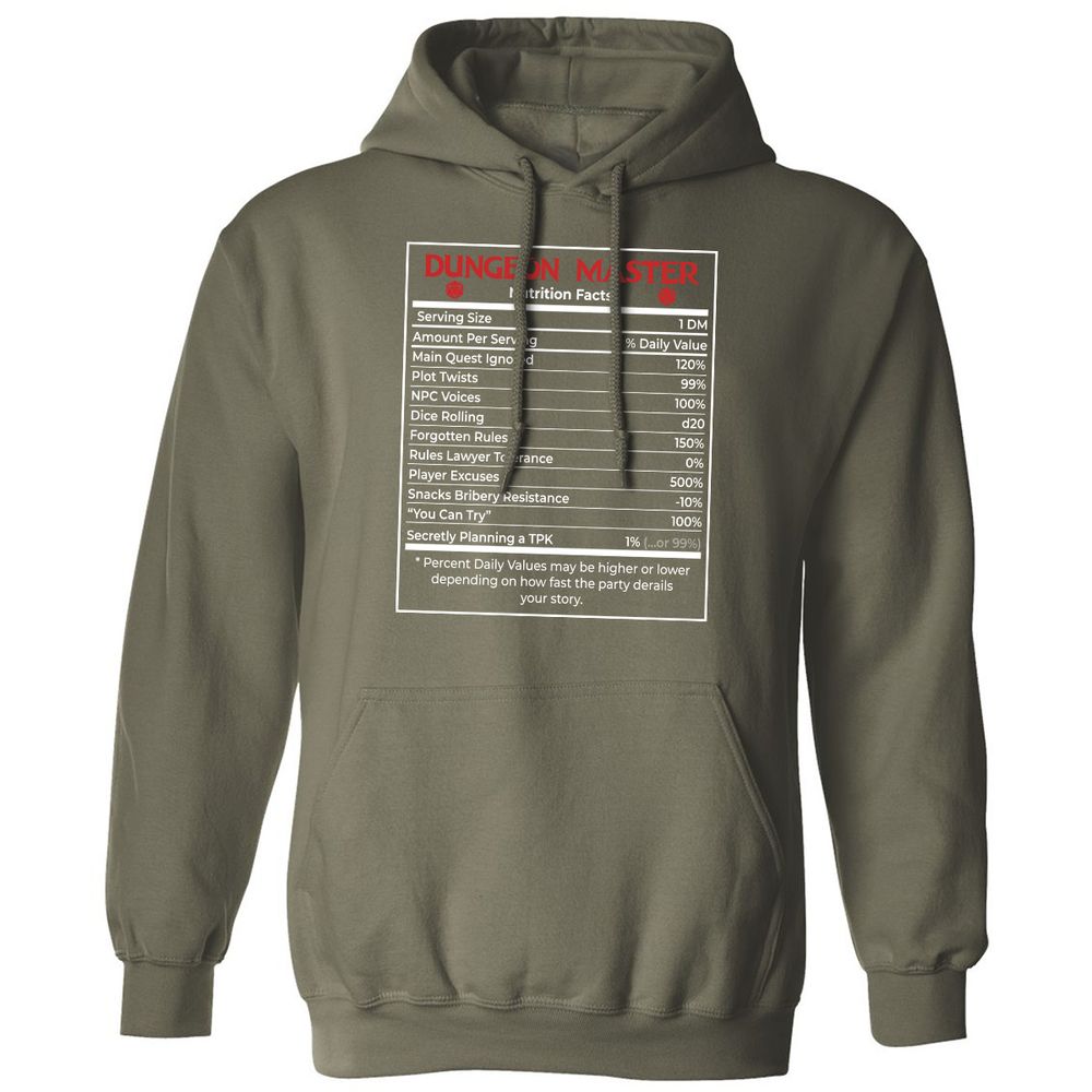 Dungeon Master Nutrition Facts Classic Unisex Hoodie - Military Green - 4