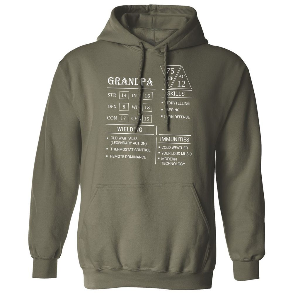 Grandpa Stats Classic Unisex Hoodie - Military Green - 4