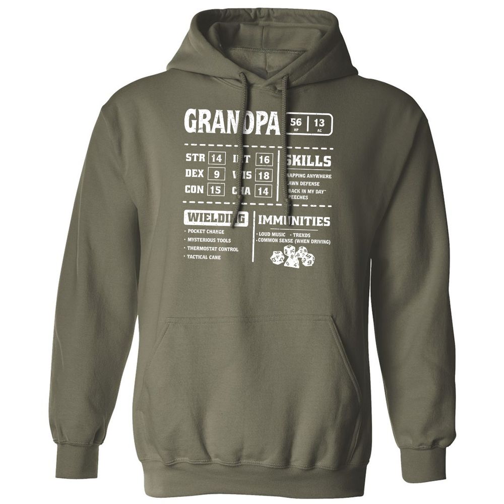 Grandpa Stats 2 Classic Unisex Hoodie - Military Green - 4