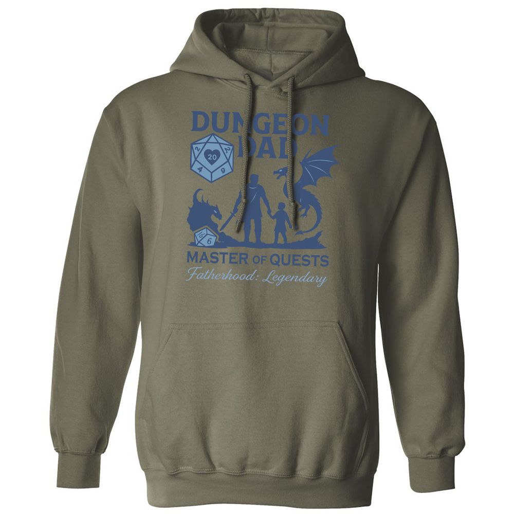 Dungeon Dad Master Of Quests Classic Unisex Hoodie - Military Green - 4