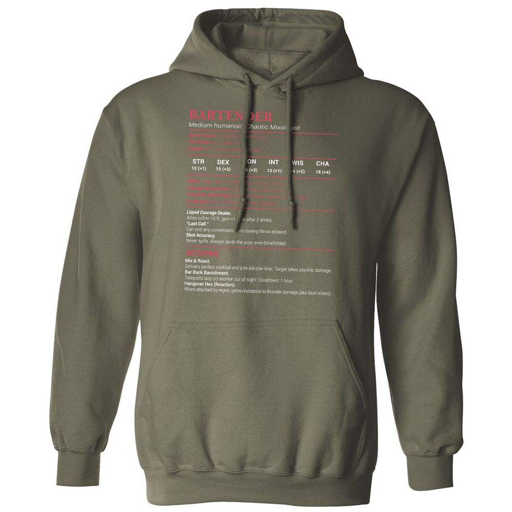 Bartender Stats Classic Unisex Hoodie - Military Green - 4