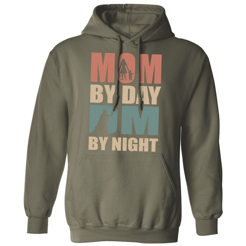 Mom By Day DM By Nigh Classic Unisex Hoodie - Military Green - 4