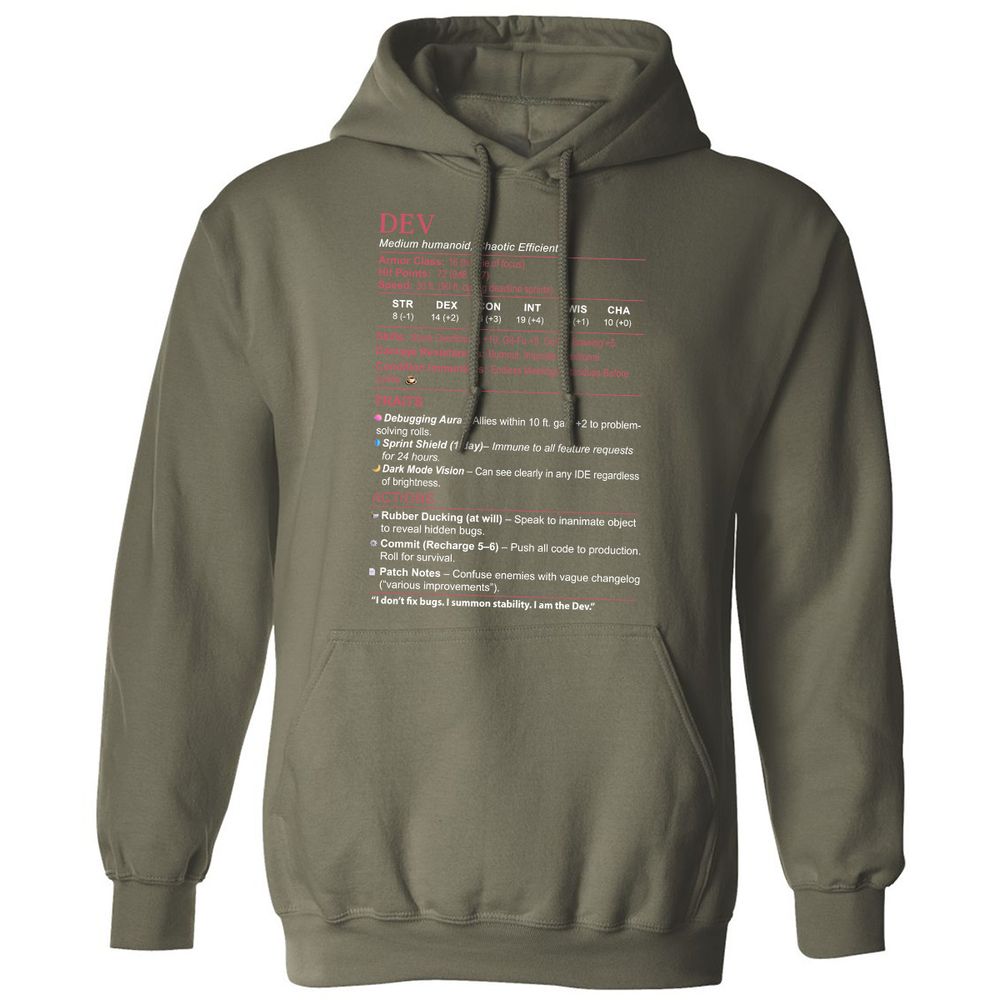 DEV Stats Classic Unisex Hoodie - Military Green - 4