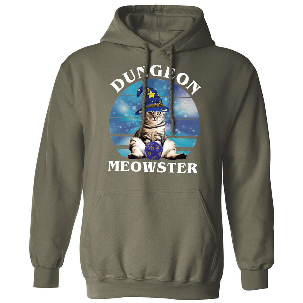 Dungeon Meowster Vintage Classic Unisex Hoodie - Military Green - 4