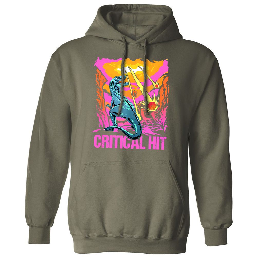 Dinosaur Critical Hit Classic Unisex Hoodie - Military Green - 4