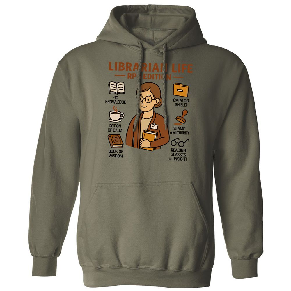 Librarian Life RPG Edition Classic Unisex Hoodie - Military Green - 4