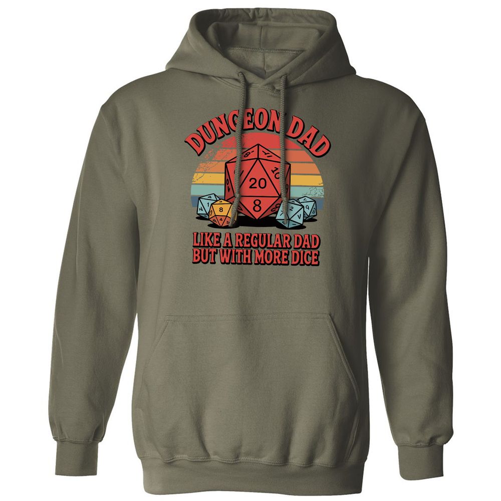 Dungeon Dad With More Dice Classic Unisex Hoodie - Military Green - 4