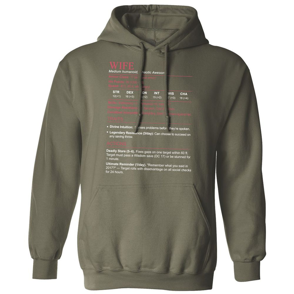 Wife Stats Classic Unisex Hoodie - Military Green - 4