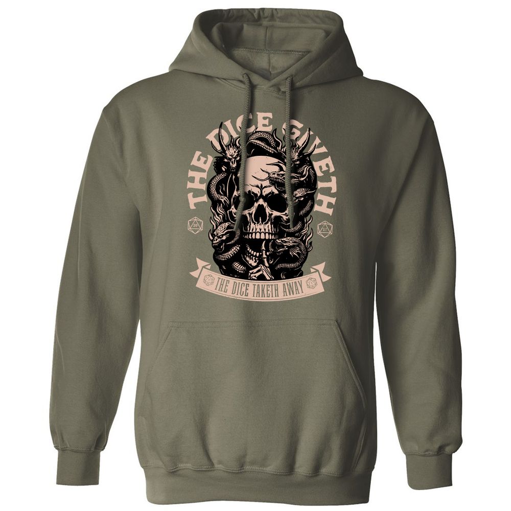 The Dice Giveth The Dice Taketh Away Classic Unisex Hoodie - Military Green - 4
