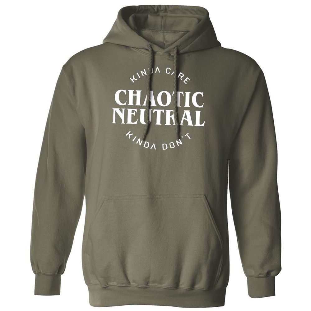 Chaotic Neutral Alignment Kinda Care Kinda Don't Classic Unisex Hoodie - Military Green - 4