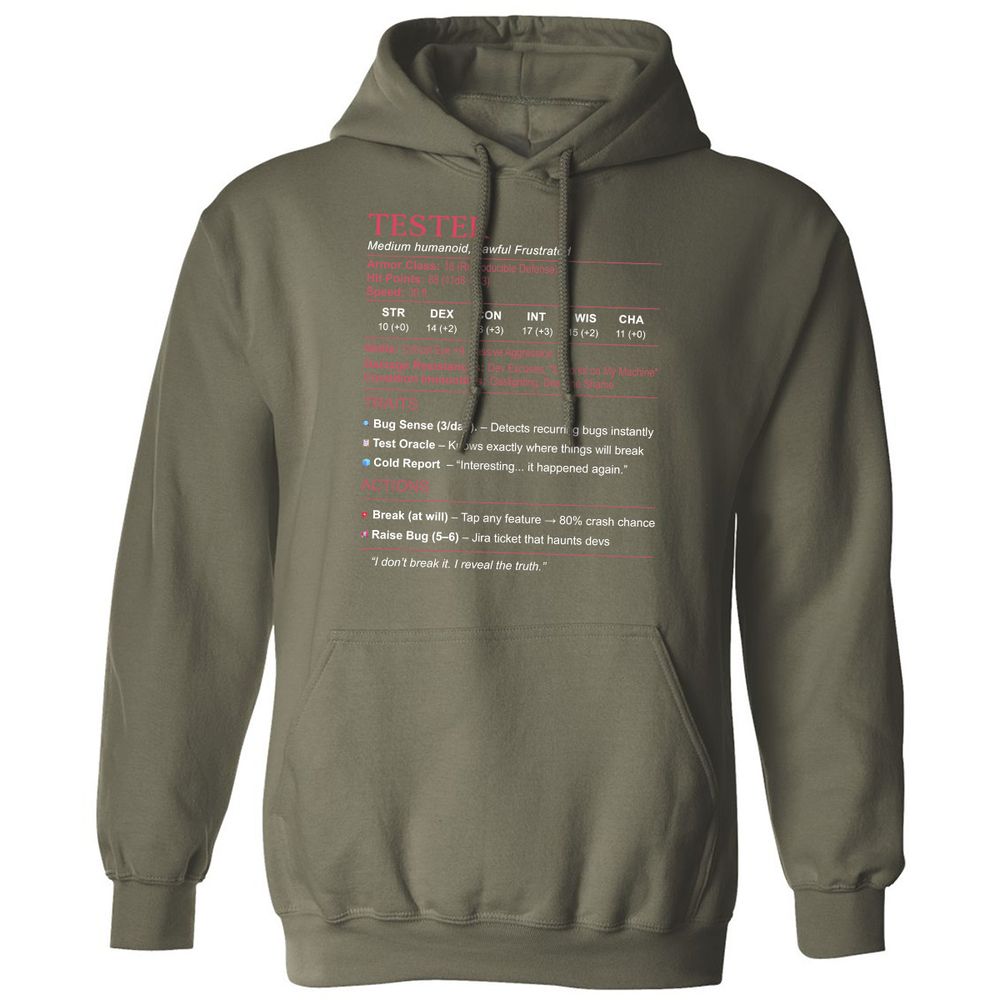 Tester Stats Classic Unisex Hoodie - Military Green - 4
