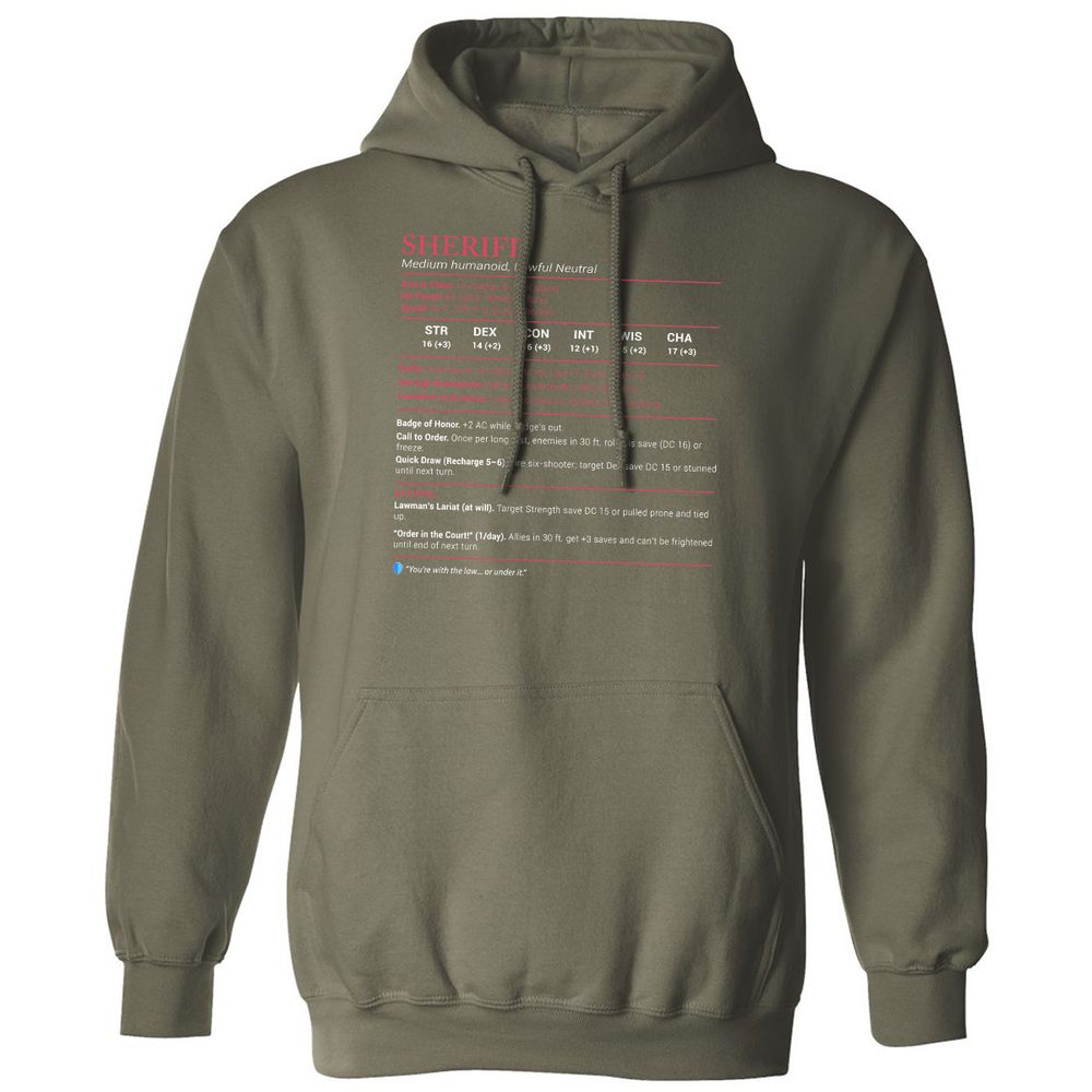 Sheriff Stats Classic Unisex Hoodie - Military Green - 4