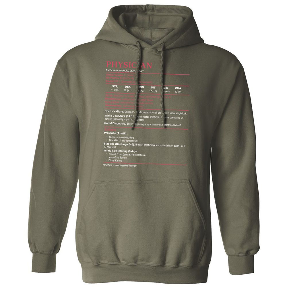Physician Stats Classic Unisex Hoodie - Military Green - 4