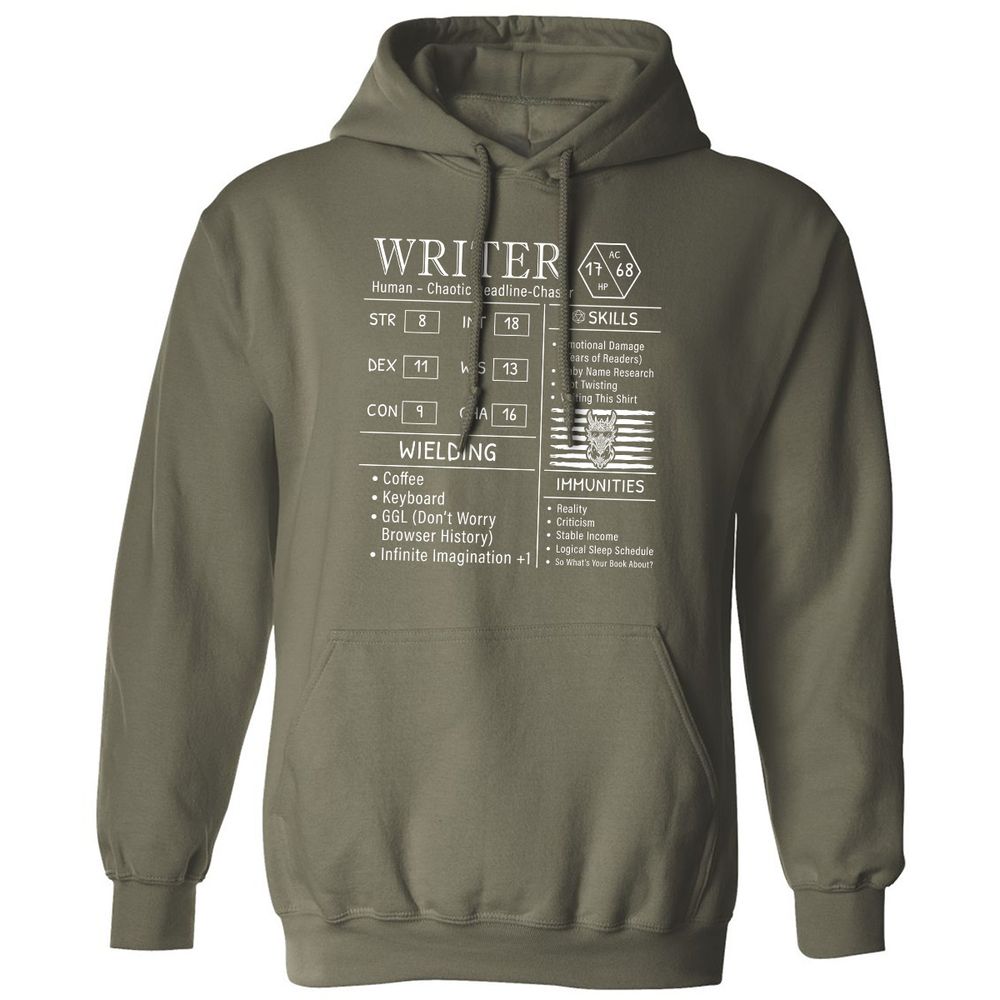 Writer Stats New Classic Unisex Hoodie - Military Green - 4