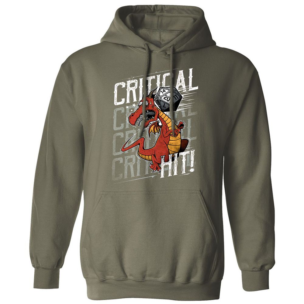 Funny Dragon Critical Hit Classic Unisex Hoodie - Military Green - 4