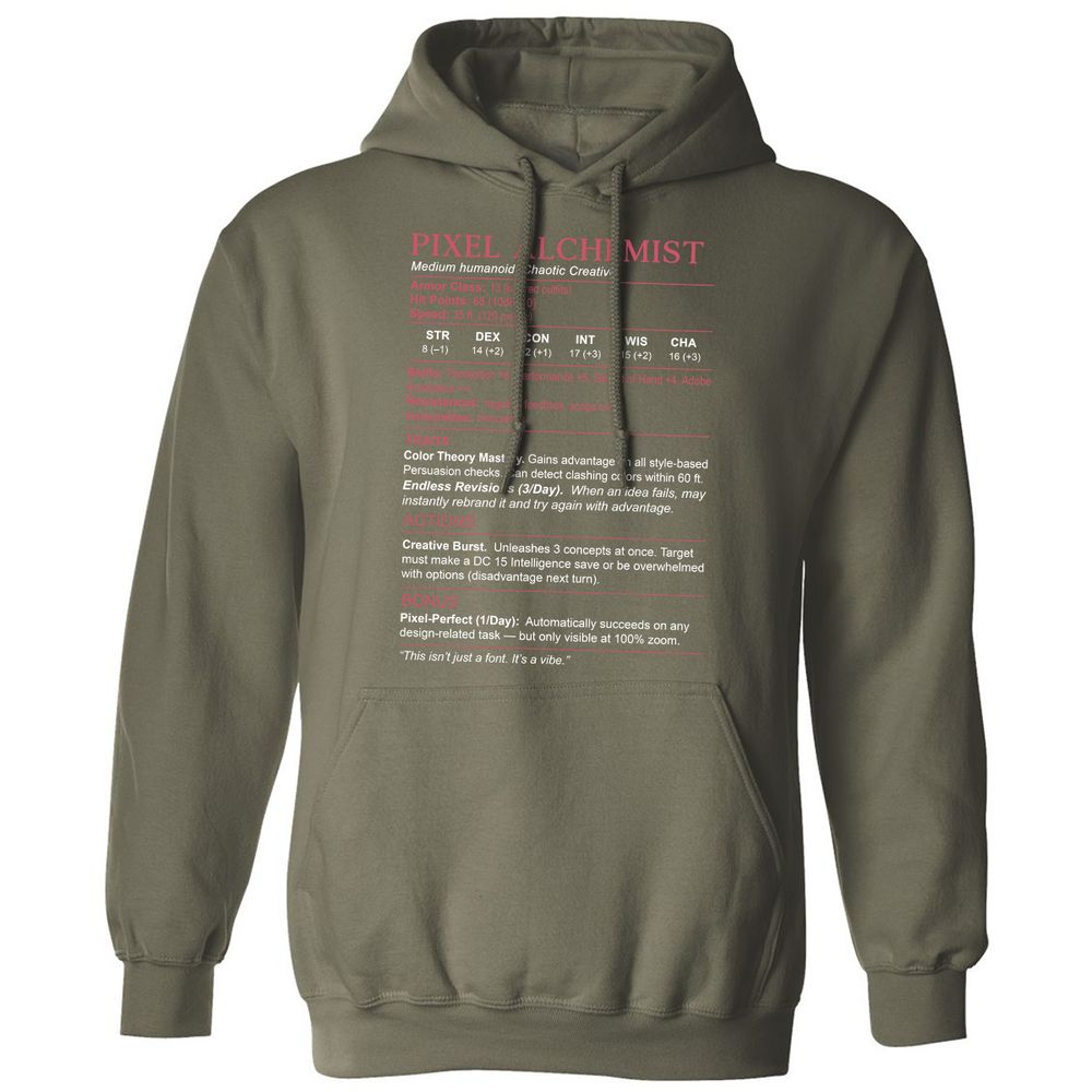 Designer Stats (Pixel Alchemist) Classic Unisex Hoodie - Military Green - 4