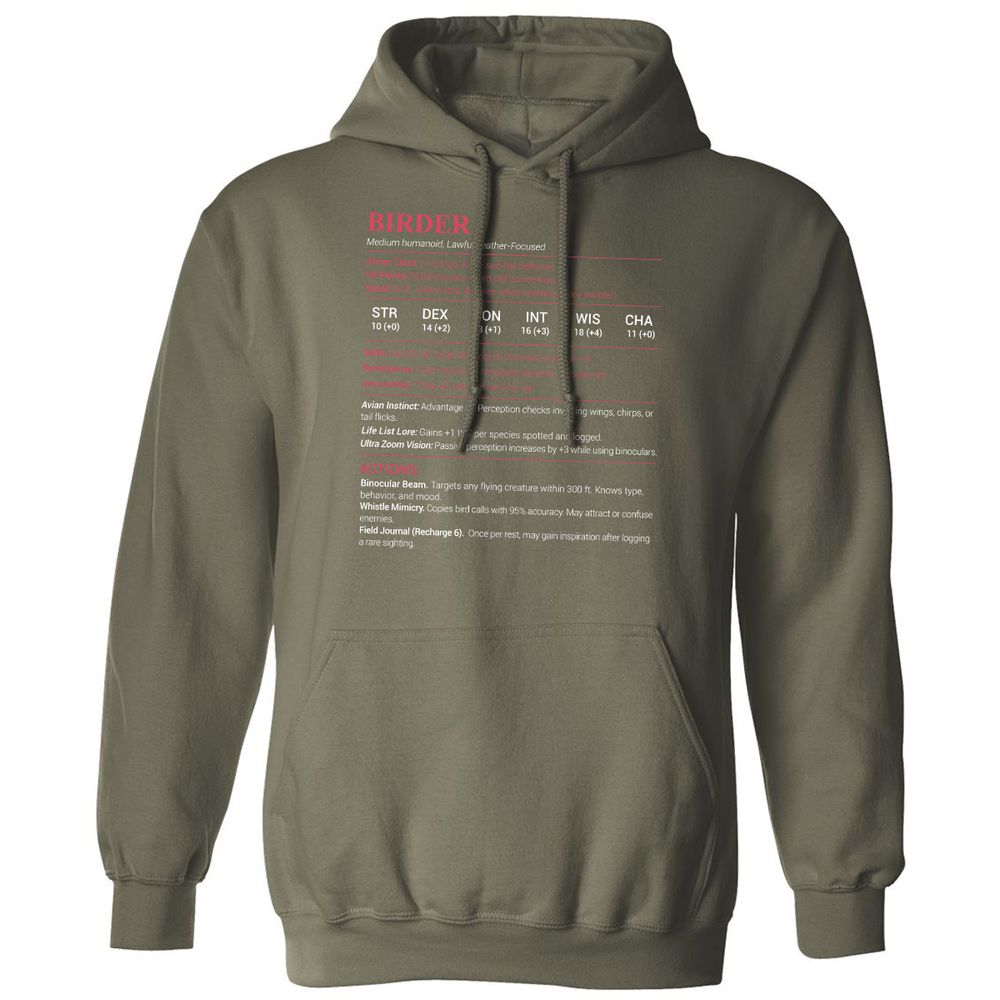 Birder Stats Classic Unisex Hoodie - Military Green - 4