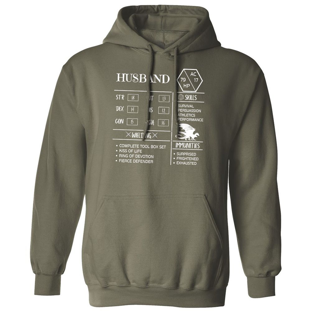 Husband Stats 2 Classic Unisex Hoodie - Military Green - 4
