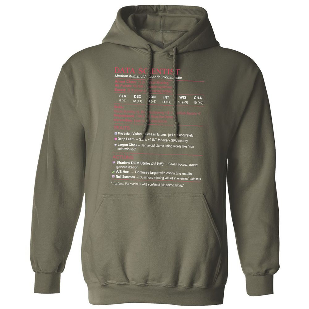 Data Scientist Stats Classic Unisex Hoodie - Military Green - 4