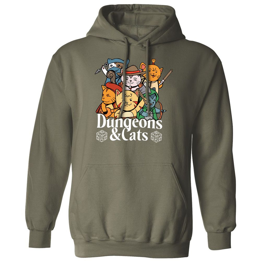 Dungeons & Cats Classic Unisex Hoodie - Military Green - 4